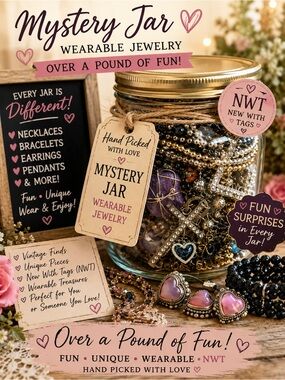 Mixed Jewelry Lot Wearable Jewelry & Pink Heart Earrings - Rhinestone Pendant